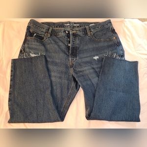 Women's High Waisted Slouchy Straight Ripped Cut-Off Jeans- Size- 18